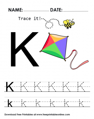 Trace it - Trace The Letter K Worksheet - K is for Kite
