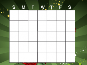 Blank Green Monthly Calendar