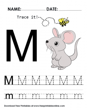 Trace it - Trace The Letter M Worksheet - M is for Mouse