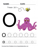 Trace it - Trace The Letter O Worksheet O for Octopus