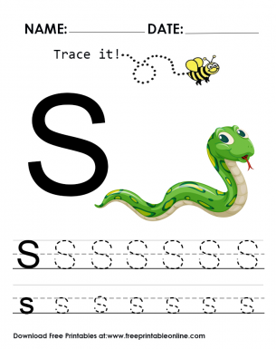 Trace it - Trace The Letter S Worksheet S is for Snake