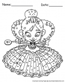 Black and white image of Princes Vanellope Von Schweetz aready as a Coloring Page