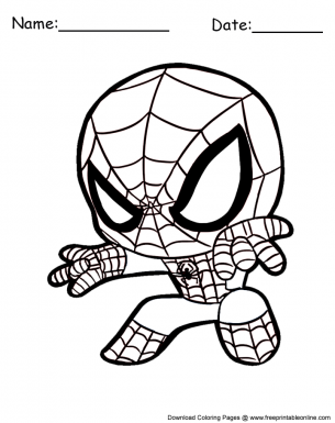 Cute Chibi Spiderman Coloring Sheet - Webslinger