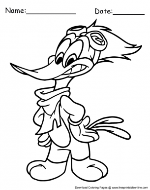 Pilot Woody Woodpecker Coloring Sheet - Featuring Woody dressed up as a pilot