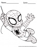 Chibi Spiderman Coloring Sheet - Swinging 