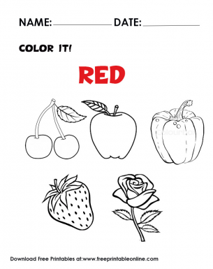 Color it Red the Objects in this Coloring Page