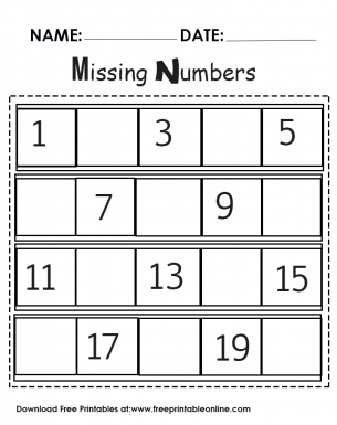 Missing Numbers Math Worksheet - learn how to count math for kids