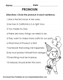 Identify The Pronouns - Free Primary school Worksheet