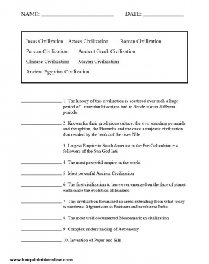 Ancient Civilization Factsheet - Middle School Worksheet