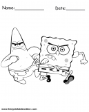 SpongeBob and his best friend, Patrick Star, coloring page - running and not very happy