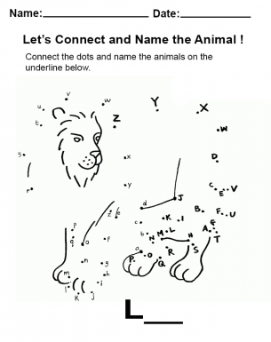 Let's Connect the Dots and then Name the Animal Worksheet 