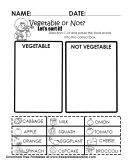 Vegetable or Not Preschool Worksheets - cut-and-paste pictures of familiar food - choose which are veggies