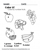 Color them - vegetables and fruit - by numbers