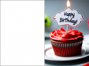 Happy Birtday Cupcake Card. A red chocolate cupcake birthday greeting card