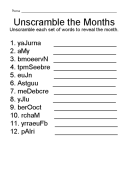 Unscramble the Months Worksheet - Reorder The Letters To Reveal The Month