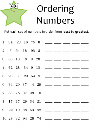 Ordering Numbers Worksheet put each set of numbers in order from least to greatest