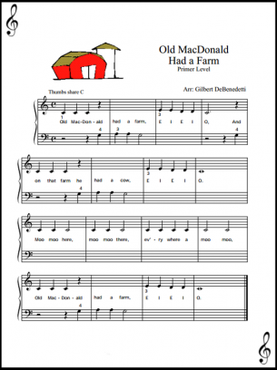 Piano notes for old macdonald had a farm chords, piano pop up card ...