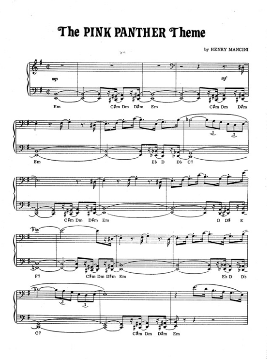 Pink Panther Piano Sheet