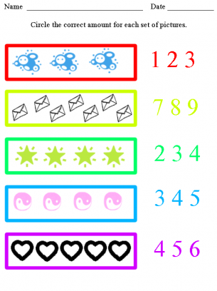 counting and matching to numbers worksheet