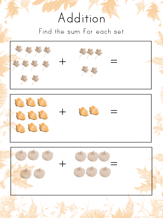 Thanksgiving Addition worksheets