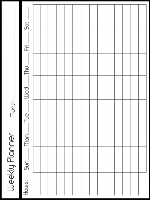Weekly Planner Calendars with hours and Monday to Friday