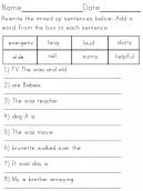 Sentence Structure Adjective Usage Worksheet 2