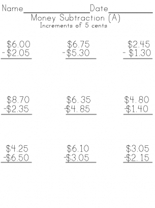 Free Money Math Worksheets