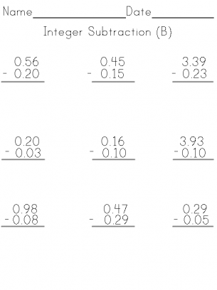 Integer Subtraction Worksheet 2