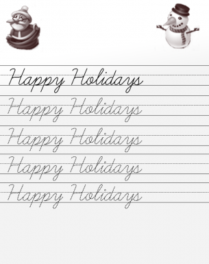 Happy Holidays Cursive Worksheets