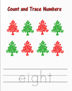 Count and Trace Numbers 8 Worksheet
