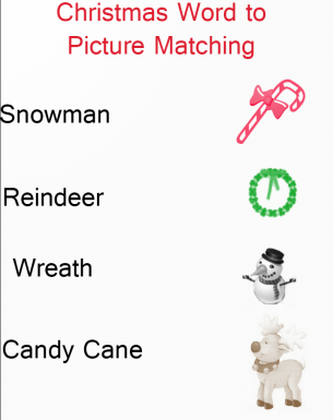 Christmas Matching Worksheets