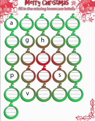 Lowercase Christmas Ornaments Alphabet