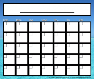 Blue Sky Blank Calendar - Free Printable Online