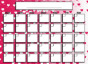 Pink and White Hearts Blank Calendar good for any month particulaly February for valentines day