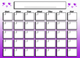Purple Cutie Blank Calendar - Free Printable Online