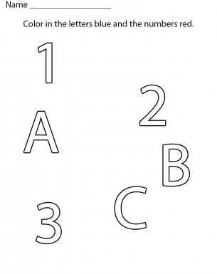 Coloring Numbers and Letters Worksheet