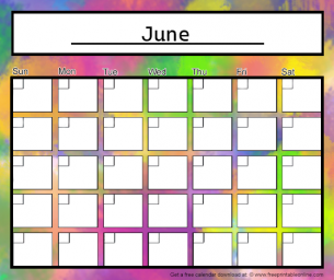 Colorful Monthly June Calendar - Free Printable Online