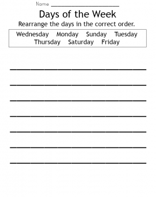 Days of the Week Worksheet