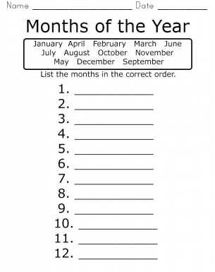 Months of the Year Worksheet