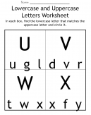 Uppercase Worksheet U-X