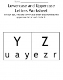 Uppercase Worksheets Y-Z