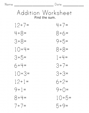 Addition Worksheet