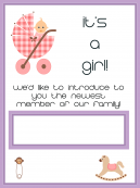 It's a Girl Baby Card 