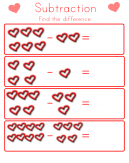 Valentine's Subtraction Worksheets