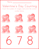 Valentine Counting Worksheets Six