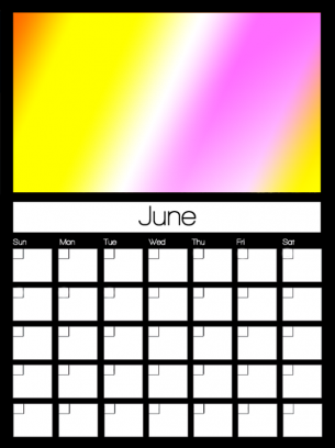 June Rainbow Stripe Monthly Calendars - Free Printable Online