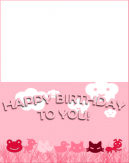 Animal Pink Birthday Cards