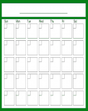 Green Monthly Calendars