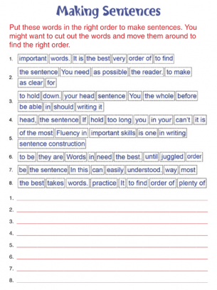 Making Sentences Worksheets