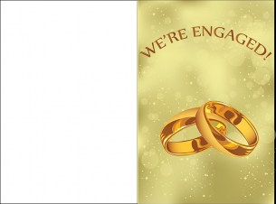 Yellow Gold Ring Engagement Cards - Includes the words We're Engaged on it